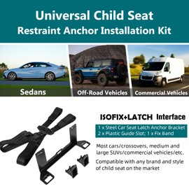 JHKLS Universal Child Seat Anchor Kit Safe Cars Seat Mount Bracket Universal ISOFIX Latch Interface Bracket Steel Latch for Most Cars, SUVs, MPVs, Increased Steel Strength, 330*73*115mm