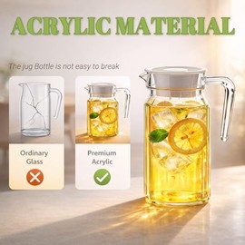 Jarra de plástico con tapa, jarra transparente de 16.9 oz/500 ml con asa, sin BPA y a prueba de roturas, jarra de agua para nevera/hogar/fiesta, jugo, sangría, limonada, leche, café, bebidas frías o