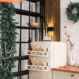 Beeveer 2 Pack Snowflake Magnetic Spice Rack for Refrigerator Metal Magnet Basket Shelf for Fridge Seasoning Storage Organizers Home Decor Kitchen Accessories (White)