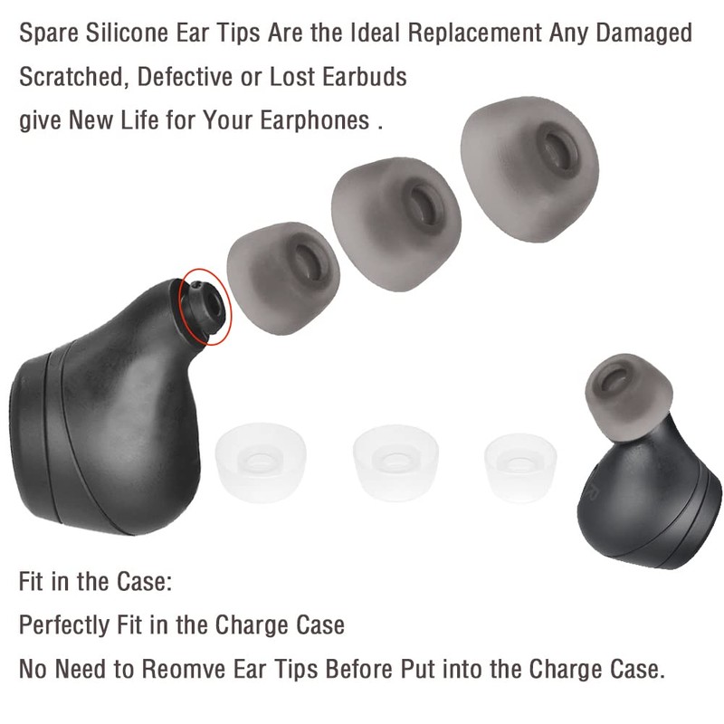 WKYMY 6 Pairs Earbud Replacement Tips Silicone Ear Tips Compatible