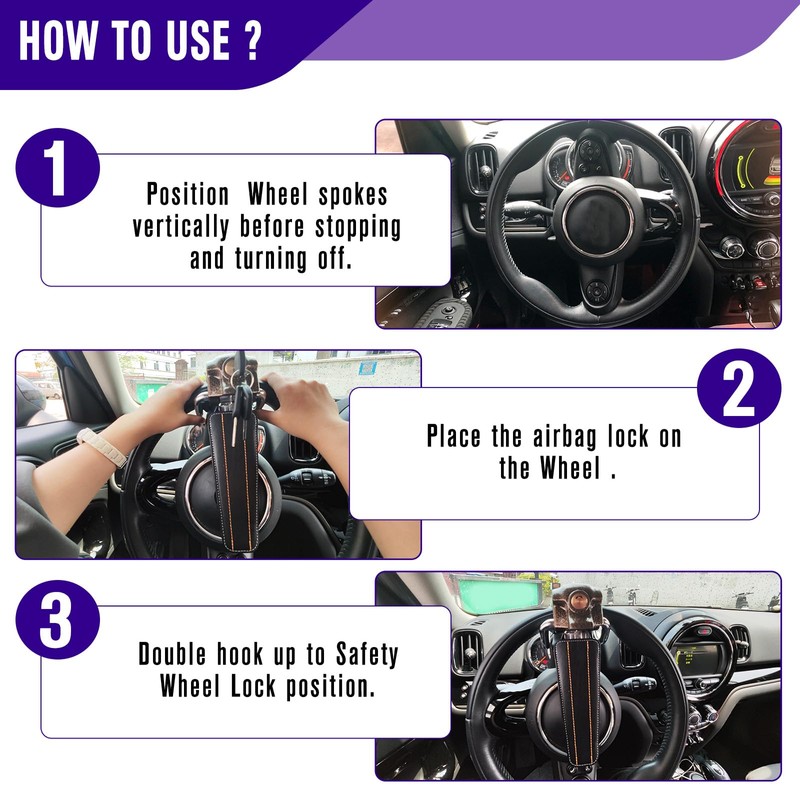 OPL5 Car Steering Lock, Heavy Duty Universal Anti-Theft Locking Devices,