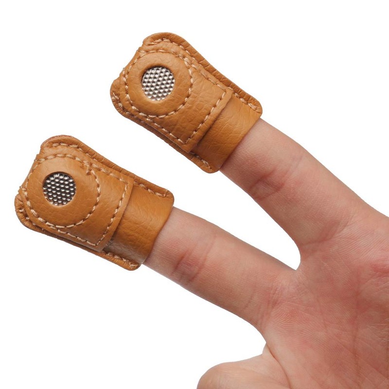4-Piece Leather Finger Protector Coin Thimble Pads for Hand Sewing