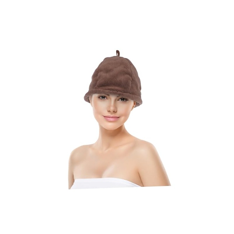Sombrero Gorro Baño Coral Fleece Sauna Color Café Portátil Secado