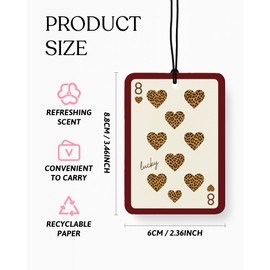 FGFK Retro Red Cheetah Car Air Freshener 4 Pcs, Trendy Cheetah Print Cherry Lucky 8 Ball Hanging Air Freshener for Cars Closet Drawer Books, Girly Car Accessories Mirror Decor for Women