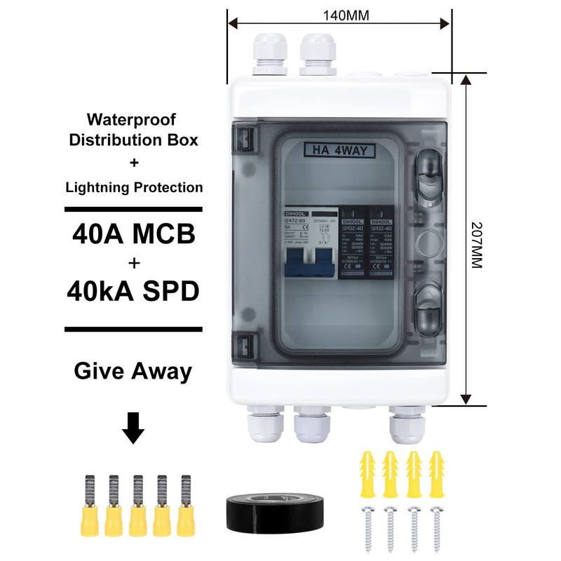 DIHOOL Outdoor Circuit Breaker Box, Solar Isolator Disconnect Switch 40