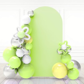 Babenest 7.2FT Green Wedding Arch Cover, Spandex Fitted Arch Backdrop Cover for Photography, Round Top Chiara Stand Cover for Party Ceremony Birthday Baby Shower Anniversary Decoration