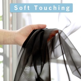 OWENIE - Cortinas transparentes para sala de estar de 54 pulgadas de largo, cortinas con bolsillo para barra, cortinas para recámara, paneles de gasa filtrantes de luz, cortinas para ventanas pequeñas, 2 paneles, 42 pulgadas de ancho x 54 pulgadas de lar