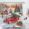 Red Truck Shower Curtain 72x72,Merry Christmas Shower Curtains for Bathroom