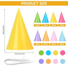Pack of 32 Party Hats, Colourful Party Hat, Birthday Set, Party Hats, Paper Crown Party Hats for Birthday Hat, Adult Boys Gilrs, for Dress Up, Birthday Party Decoration, Carnival Table Decoration (8