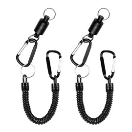 Vitalux Load Capacity 11.0 lbs (5 kg), Strong Magnetic Releaser, Carabiner, Spring Cord, Drop Prevention, For Outdoor Activities, Camping, Climbing, Fishing, Compact, Lightweight, Portable (Set of 2)