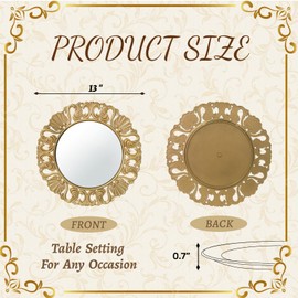 MAONAME Gold Charger Plates, 13" Mirror Plate Chargers Set of 6, Plastic Clam Shell Dinner Chargers, Round Chargers for Dinner Plates, Table Setting