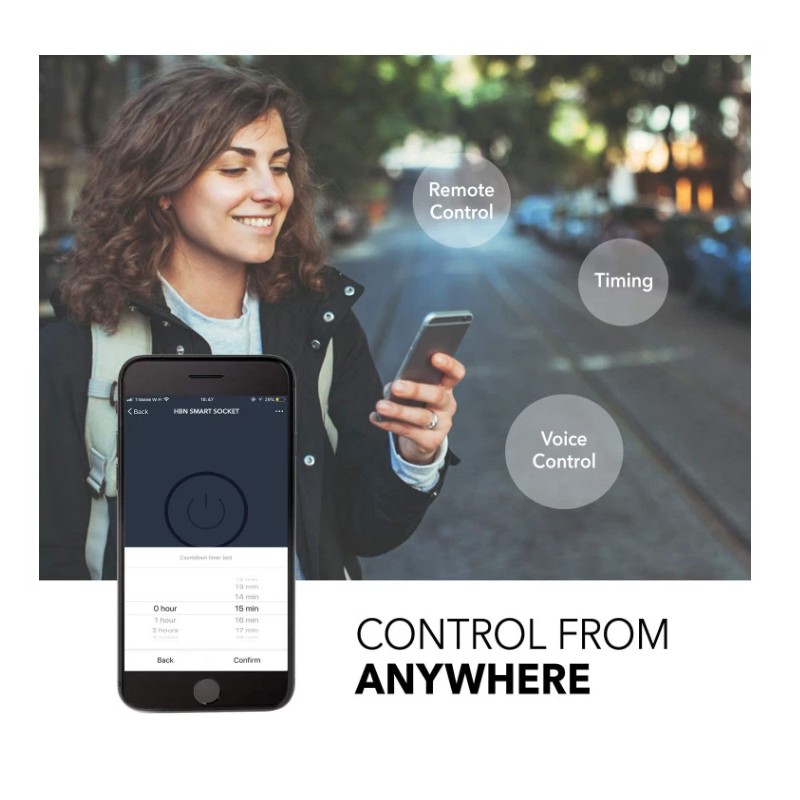 MINI HBN Smart Plug Mini 15A WiFi Outlet Works with