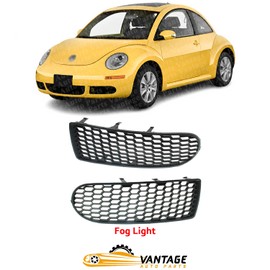 Vantage Auto Parts - Front Fog Light Outer Covers Compatible with Volkswagen Beetle 2006-2010 | DIRECT REPLACEMENT | LH & RH | Primed | Clear | 1C0807684A01C 1C0807683H01C | VW1039150 VW1038150