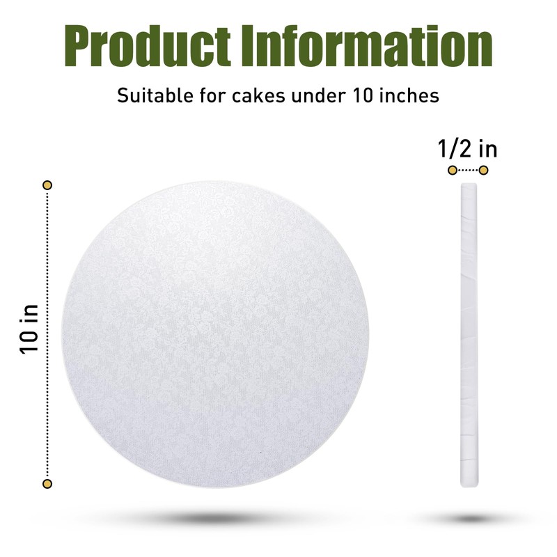 Bekoetoz 10-Pack Round White Cake Drum Board 10 Inch Sturdy