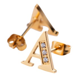 LuckyLy Aretes Mujer Oro 18k de Iniciales Letras con Zirconia Cúbica, Base de Acero Inoxidable – Joyería y Accesorios ideales como Regalos para Mujer Originales Cumpleaños, Modelo Tina