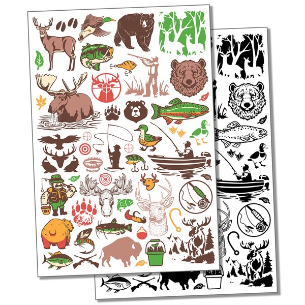 Outdoors Animals Hunting and Fishing Temporary Tattoo Water Resistant Fake