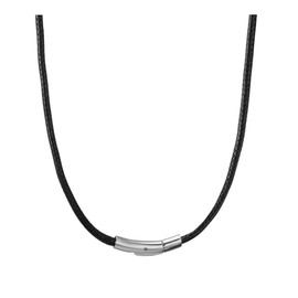 HSWYFCJY 2/3 mm Leather Chain Men's Faux Leather Necklace Black/Brown Available Women's Leather Chain with Stainless Steel Buckle Braided Necklace 46-76 cm for DIY Pendant Jewellery, Faux Leather