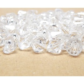 Bicone Beads, Crystal, Bicone Rhombus Faceted Acrylic Beads, 10 x 10 mm, Pack of 150