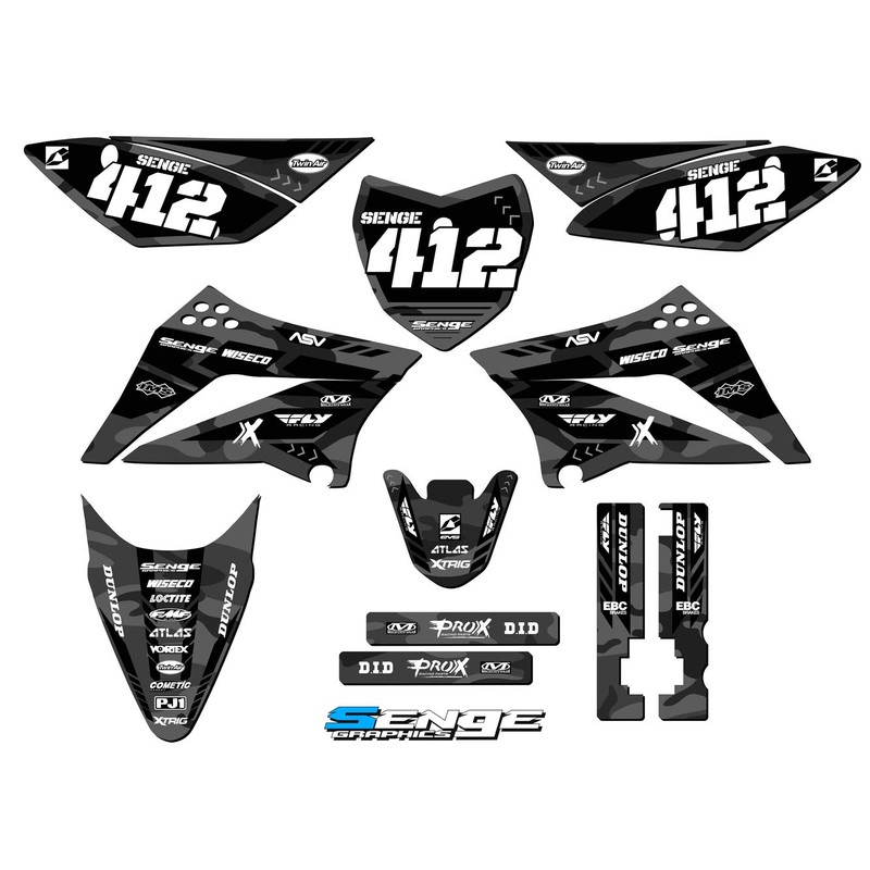 2010-2025 KLX 110 APACHE Grey Senge Graphics Complete Kit With