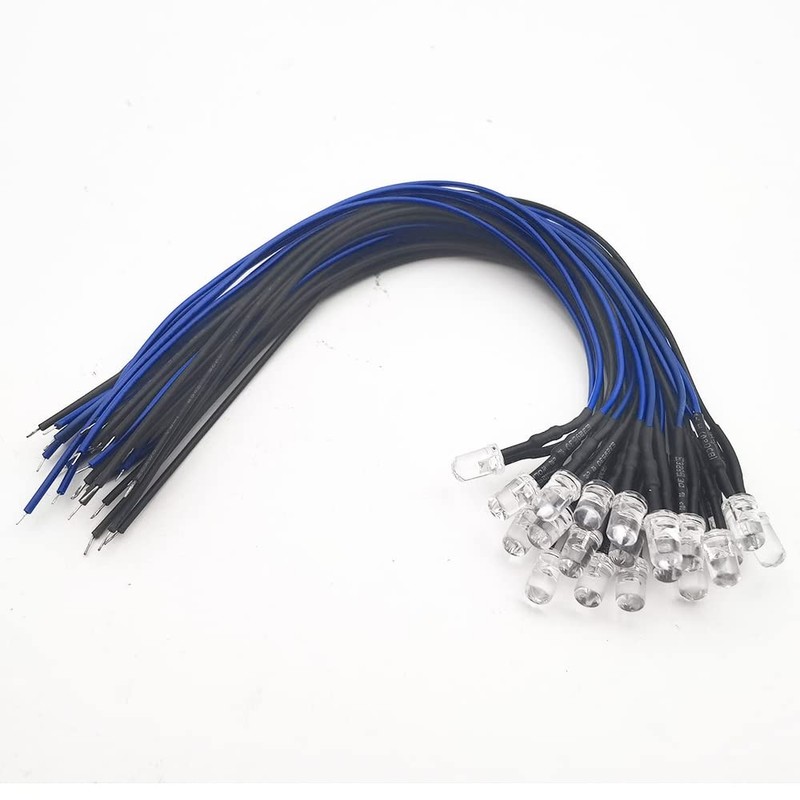 Vrabocry 100 pieces 5 mm LEDs with 20 cm cable,