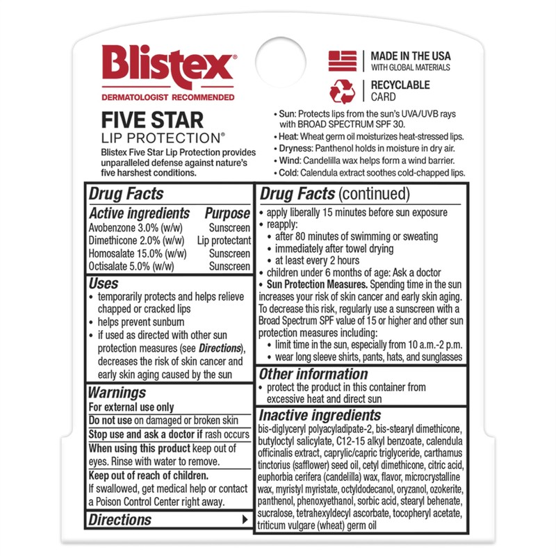 Blistex Five Star Lip Protection SPF 30 0.15 oz
