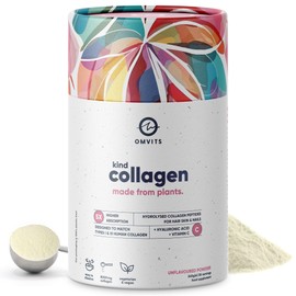 Omvits Vegan Collagen Powder with Hyaluronic Acid & Vitamin C -Kind Collagen Supplements for Women & Men - 5X Higher Absorption - Unflavoured Powder - Hydrolysed Peptides for Glowing Skin Hair & Nails - 240g