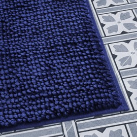Laura Ashley Butter Chenille Bath Rug, Absorbent Shaggy Bathroom Mat, Non Slip Plush Carpet Rugs for Tub and Sink - (27" x 45") Navy