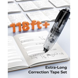 Four Candies Refillable Retractable White Correction Tape, 3PCS White Cute Smooth Push Pull Out Tape with 3 Extra Refills, Aesthetic Pen Shaped Applicator for School Office Supplies