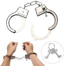 Beelittle Police Costume Accessories Hat Handcuffs Policeman Badge Cop Swat FBI Cosplay (Black 3)