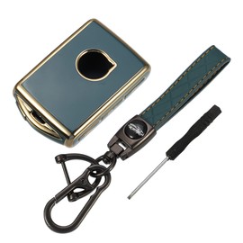 X AUTOHAUX Smart Key Fob Case Kit Compatible for Volvo, TPU Blue with Key Chain