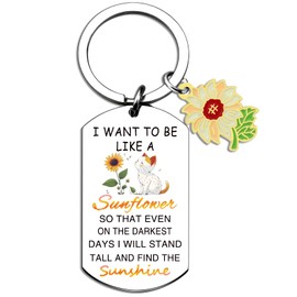 Inspirational Sunflower Keychain Gifts for Women Teen Girls Thoughtful Sunflowers Birthday Gift Mothers Day Gifts for Mom Daughter Aunt Niece Flower Decor Cute Cat Key Chain Unique Yellow Gift Ideas