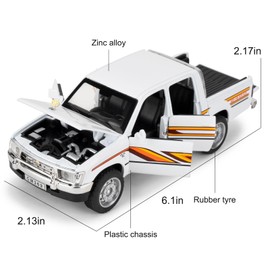Guarsiliymi 1:32 Scale Compatible for Hilux Pickup Model Cars, Die-cast Toy Cars with Light and Sound, Alloy Pull Back Car for Kids Adults Birthday Gift (White)