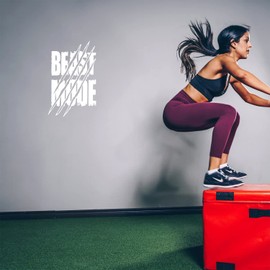 Vinyl Wall Art Decal - Beast Mode - 27" x 17" - Trendy Motivational Positive Design Healthy Quote Sticker for Office Workout Room Yoga Dance Crossfit Center Gym Fitness Lifestyle Decor (White)