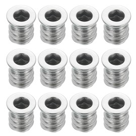 sourcing map 12Pcs Threaded Inserts Nuts, M4x10mm Hex Socket Drive Nut Inserts for Wood - 304 Stainless Steel Screws Furniture Screw in Nuts Bolt Fastener Connector Wood