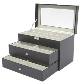 WUPYI 3 Layer 18 Slots Eyeglass Sunglass Storage Box Display Glasses Display Case with Drawer Black