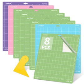 Cricut Cutting Mat - Lya Vinyl 8 Pieces Variety Cutting Mats 12 x 12, Cutting Mat for Cricut (StandardGrip, LightGrip, StrongGrip, FabricGrip) for Cricut Explore Air Series & Plotter Accessories