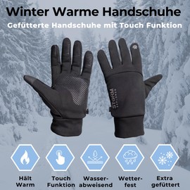 Storm Explorer - Softshell Gloves for Men and Women - Touchscreen Winter Gloves - Running Gloves for Jogging - Cycling Gloves in Black - Glove Model "Arctic" -, black