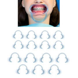 Generic Dental Cheek and Lip Retractor C Shape Mouth Opener Size S, (8) PCS M (7) PCS Pack of 15 Clear Blue- for Dentist, Teeth Whitening, Party, Mouthguard Challenge Game