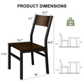 Feonase Dining Chairs Set of 6, Modern Kitchen Chairs with Ergonomic Backrest, MDF Board and Metal Legs, Dinner Chairs for Dining Room, Kitchen and Living Room, Espresso