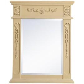 Elegant Decor Danville 28" x 22" Wood Bathroom Mirror in Light Antique Beige