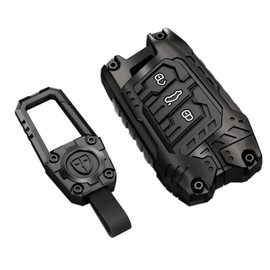 Ocezbiis For Volkswagen Key Fob Cover with Keychain,Zinc Alloy Protection Car Key Case Accessories for Jetta Atlas Golf Alltrack GTI Passat Tiguan Silicone Smart Keyless Keyshell(For VW Model C Grey)