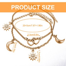 LuLiyLdJ Fußkettchen für Damen, Fussketten für Frauen, Sonnenhalbmond-Liebes-Fußkettchen, für Strand, auch als Armband, Schmuck für Frauen und Mädchen, 1 Stück