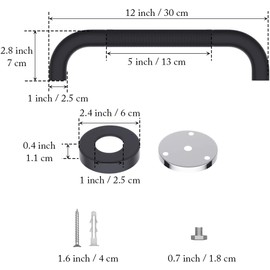 12 Inch Anti Slip Shower Grab Bar Black, Munzong Bathroom Grab Bar, Knurled Bathroom Balance Bar,Safety Hand Rail Support Handicap Elderly Injury Senior Assist Bath Handle