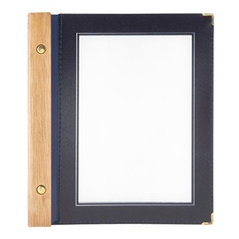Securit A5 Wood Range Menu Card with 2 Inserts, Blue