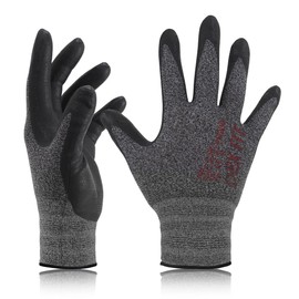 DEX FIT Lightweight Work Gloves FN330, 3D Comfort Power Grip, Thin, Flexible, Stretchy Fit Nylon, Spandex, Durable, Water-based, Nitrile Foam, Machine Washable, grey