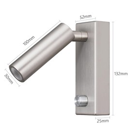 Agese Surface Wall Mounted Reading Light Sconces Lamp Knob Dimmer Switch LED 5W Warm White 3000K Hardwired(Nickel WL300)