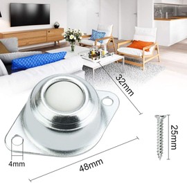 UTRUGAN Pack of 6 Ball Castors Furniture Castors Transfer Bearing Castors Nylon Ball Castors Heavy Duty Ball Roller Bearing Transfer Bearing Ball with 12 Pieces M4 x 25 mm Screws for Furniture,