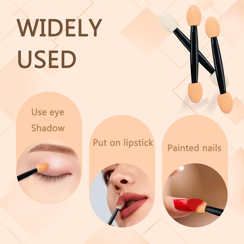 50PCS Disposable Eyeshadow Applicators,Sponge Tips Eye Shadow Applicator Sticks Double