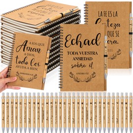Resurhang 20 Pcs Regalos Cristianos En Español Spanish Christian Notebooks with Pens Spanish Christian Gift Bulk Motivational Journals Inspirational Pens Thank You Gifts for Family Colleagues