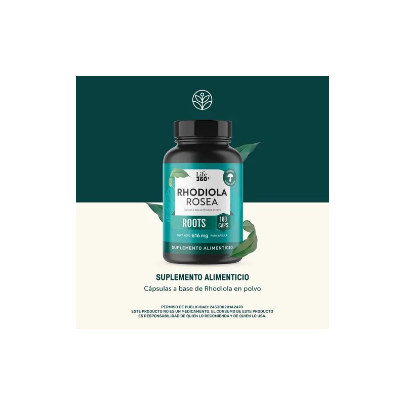 Rhodiola Rosea Life 360+ 180 Cápsulas Con Raiz Rhodiola